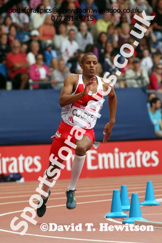 Chris Clarke (England) 200 metres semi-final at the Commonwealth Games, Glasgow. Photo: David T. Hewitson/Sports for All Pics